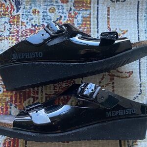 Mephisto Black Patent Leather Sandals